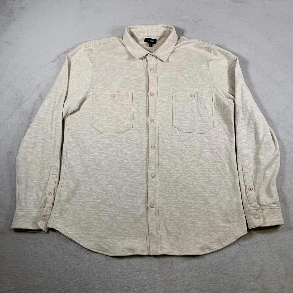 Joes Jeans Shirt Mens XL(Tag 2XL Fits XL) Oatmeal Slub Cotton Long Sleeve Pocket